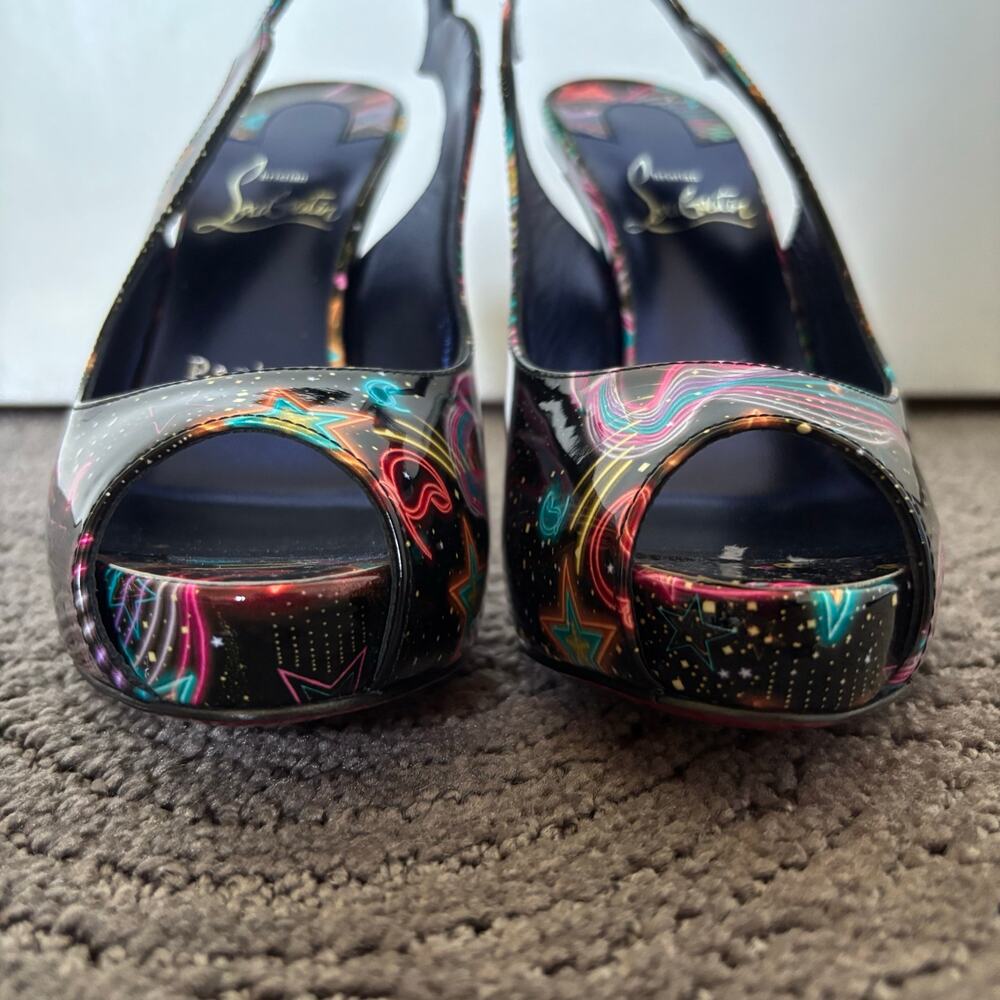 Christian Louboutin Hot Chic Sling Alta 120 Starlight Multicolor Pumps Size 36.5 - Picture 4 of 15